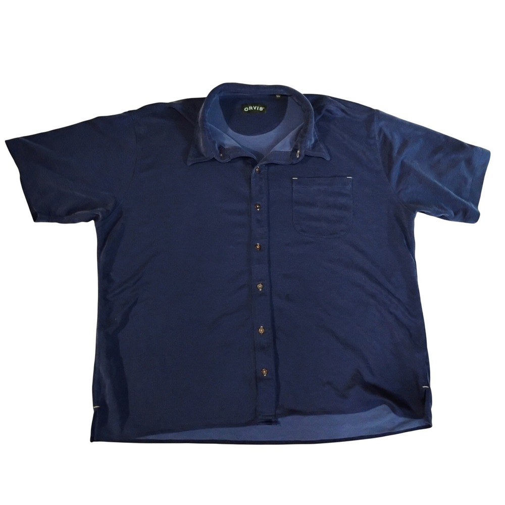 Orvis Men's XXL‎ Navy Button Down Shirt Holiday Xmas Gift-Ready Classic Top